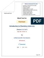 CHEM 101 Mock Test For Final Exam 1st Sem 1441