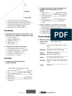 Unit 4 test review covering listening, vocabulary, grammar, reading and writing skills