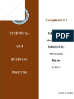 Technical AND Business Writing: Assignment # 3