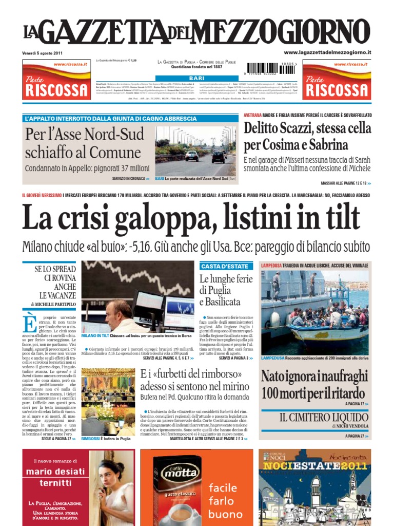 La Gazzetta Del Mezzogiorno 05.08.11 | PDF, image size:768x1024