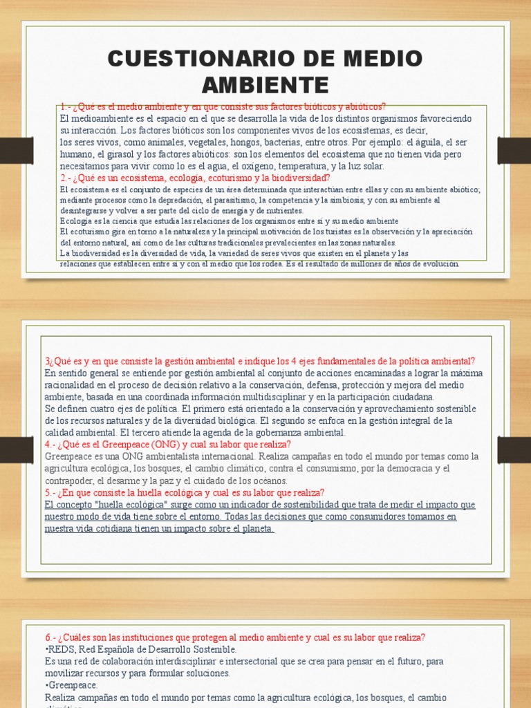 Cuestionario de Medio Ambiente | PDF | Entorno natural | Ecosistema