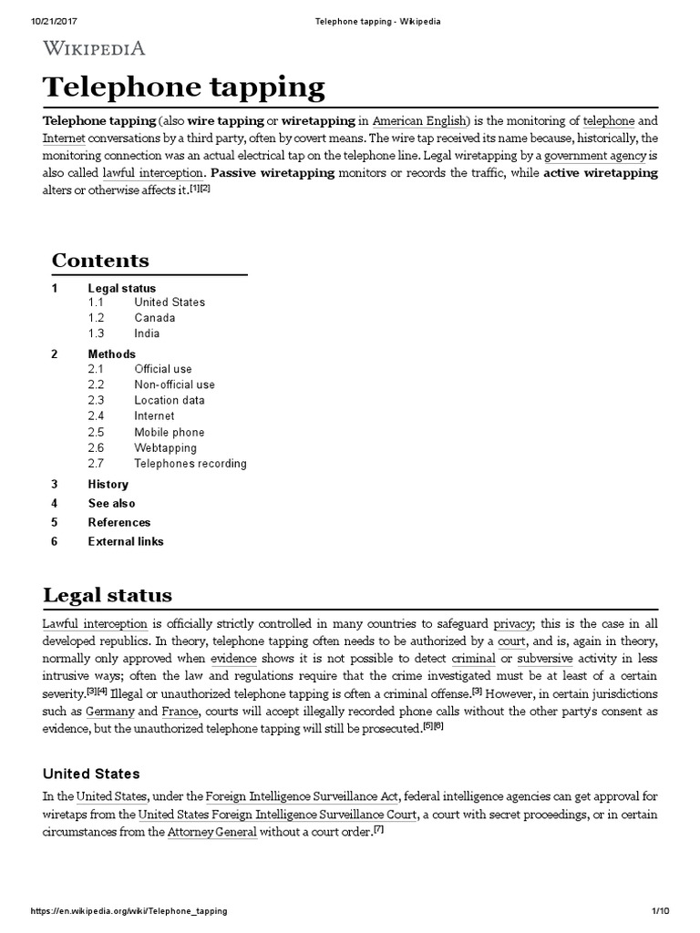 Understanding Telephone Tapping Methods | PDF | Telephone Tapping ...