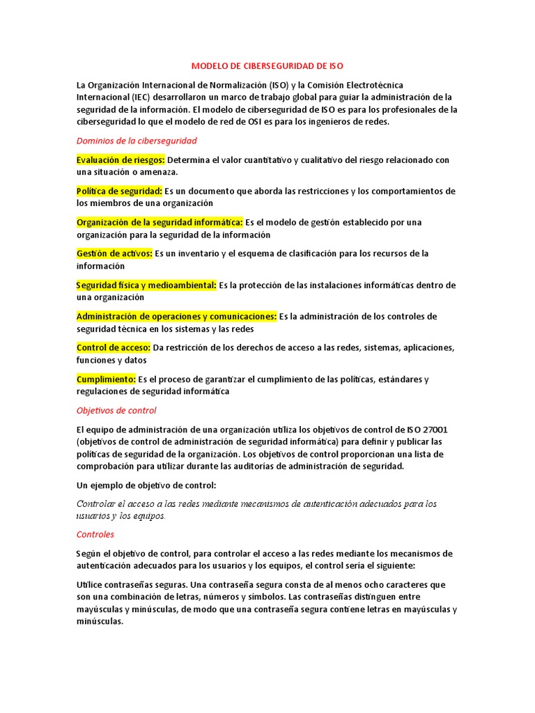 Modelo de Ciberseguridad de Iso | PDF | La seguridad informática ...