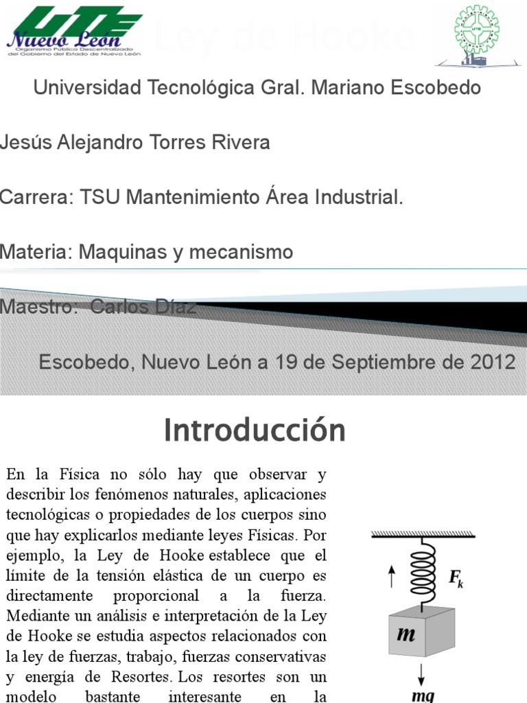 Ley de Hooke | PDF | Elasticidad (Física) | Fuerza