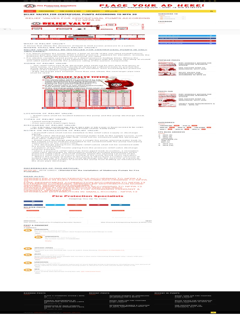 Relief Valves For Centrifugal Pumps According To NFPA 20 Fire