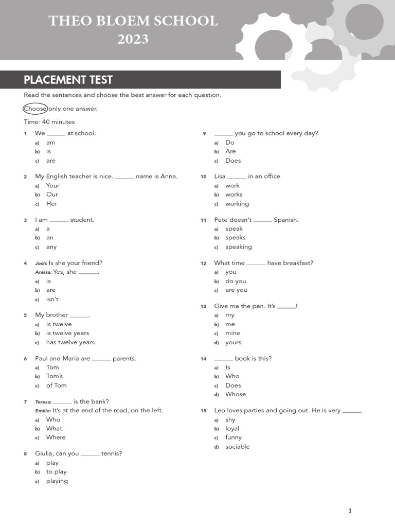 Mastermind Placement Test 2023 | PDF