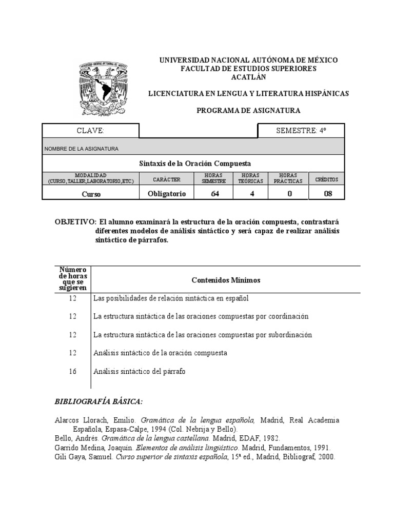 Sintaxis de la Oración Compuesta | PDF | Oración (Lingüística) | Sintaxis