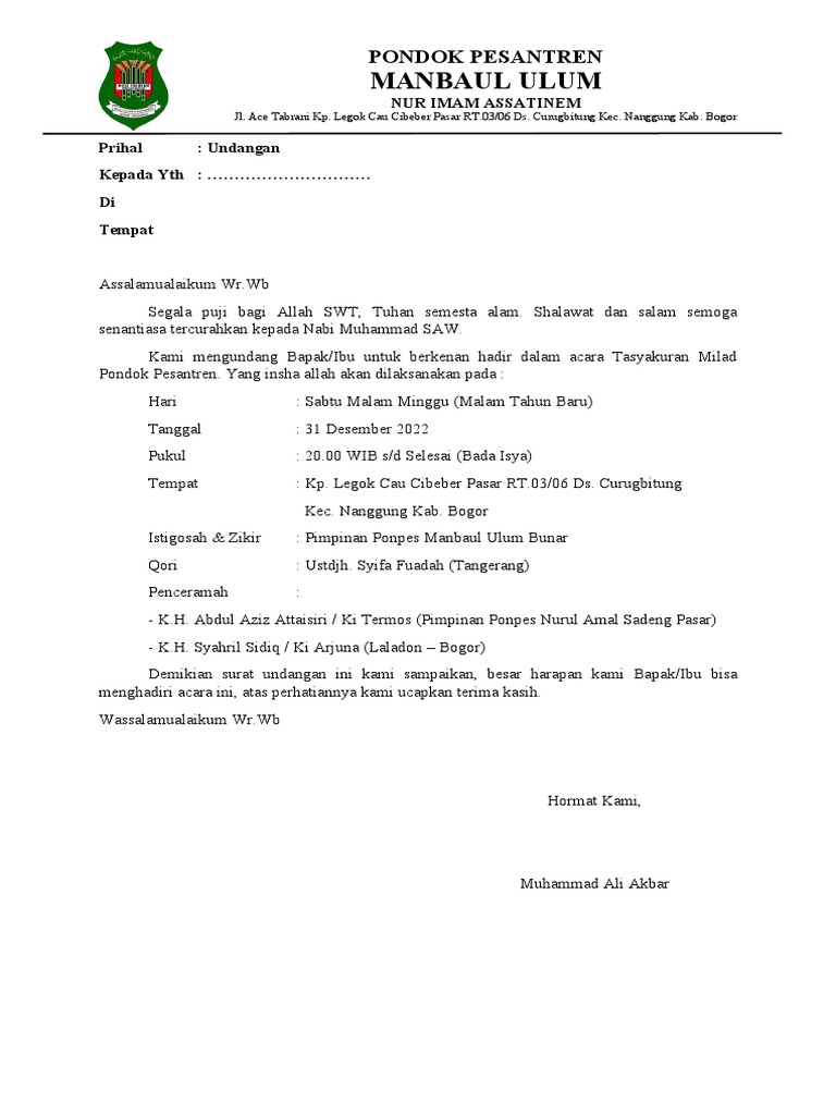 Surat Undangan Resmi | PDF