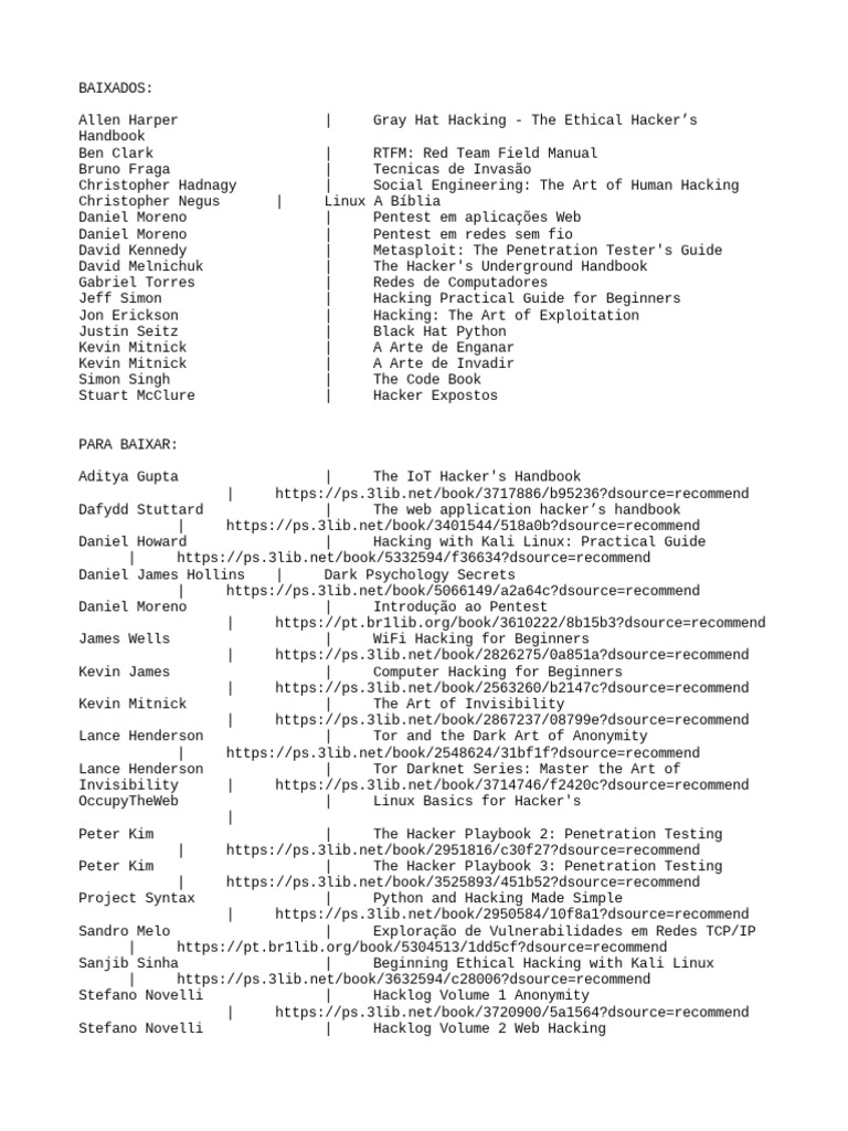 Essential Hacking and Pentesting Books | PDF | Security Hacker ...