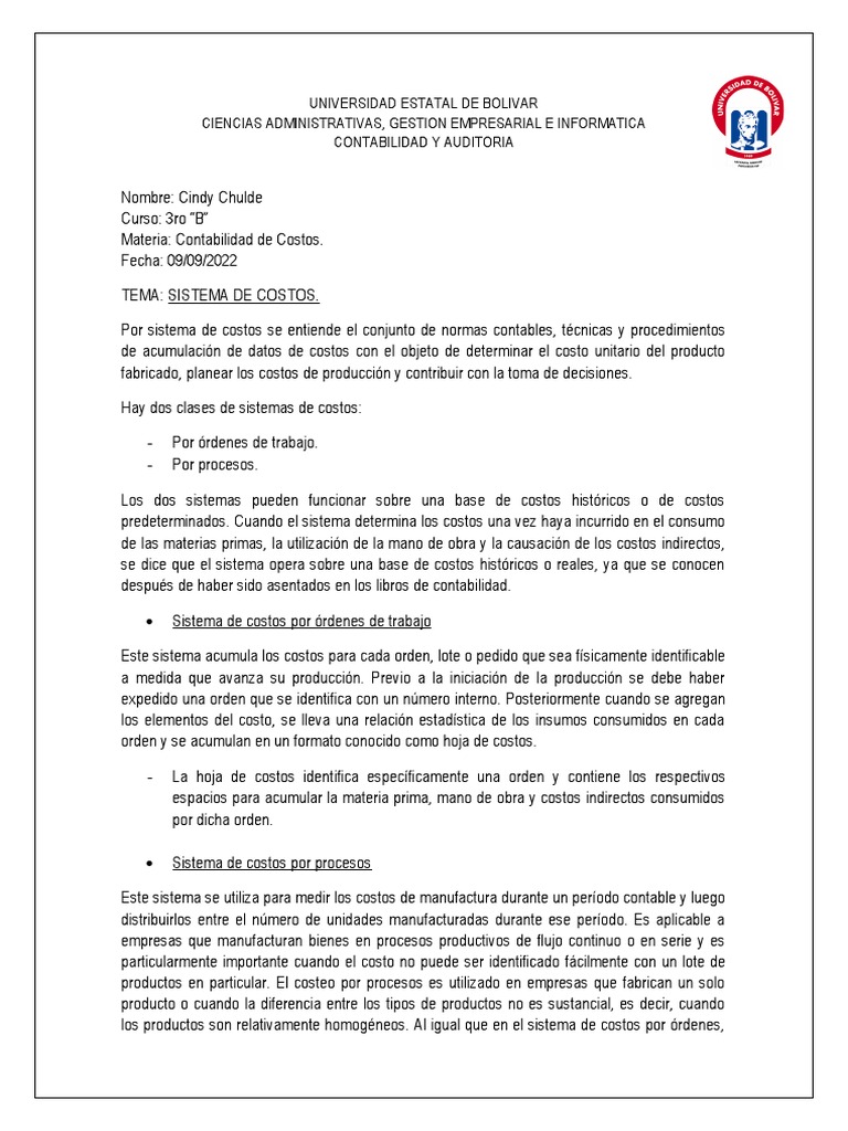 Sistemas de Costos en Contabilidad | PDF | Costo | Contabilidad