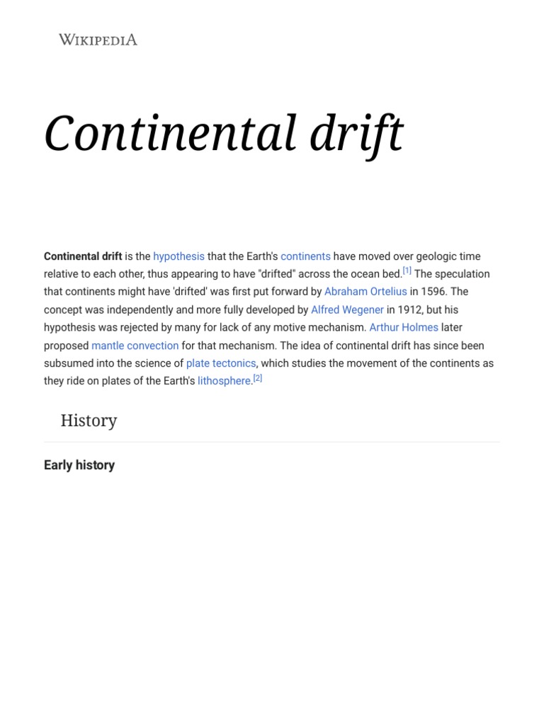 Continental Drift Wikipedia PDF Plate Tectonics Applied And