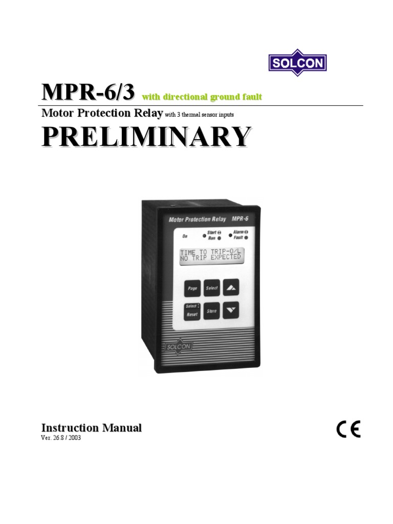 MPR 6 3 DGF Instruction Manual | PDF | Relay | Physical Quantities