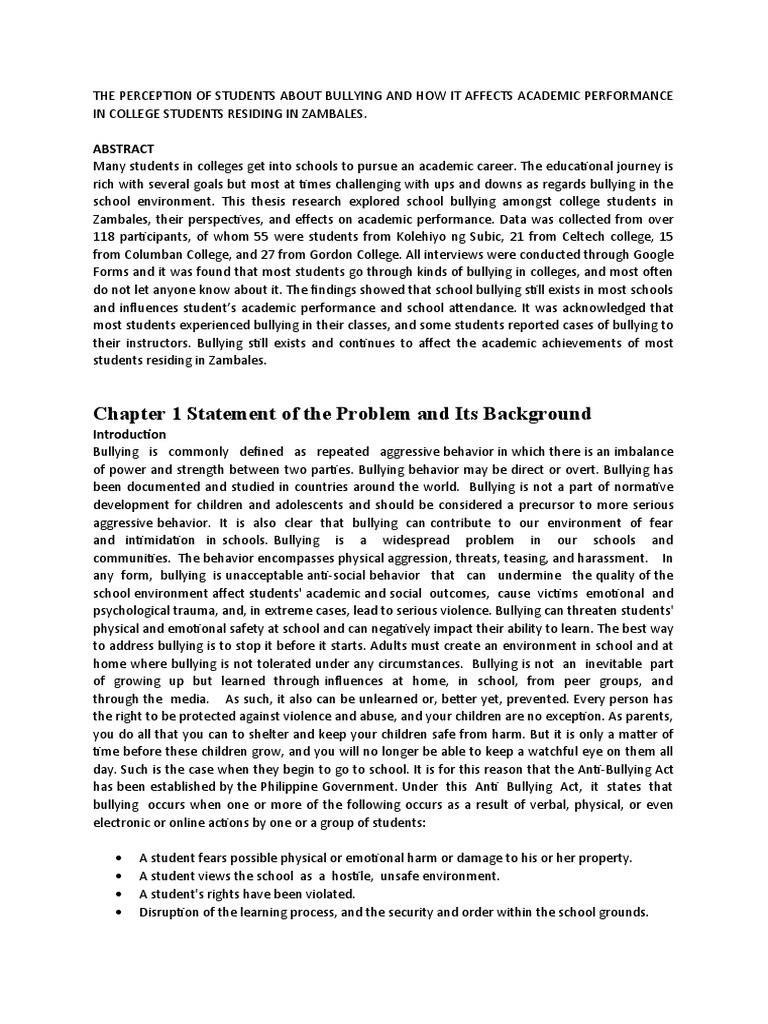 Bullying's Impact on College Performance | PDF | Bullying | Cyberbullying