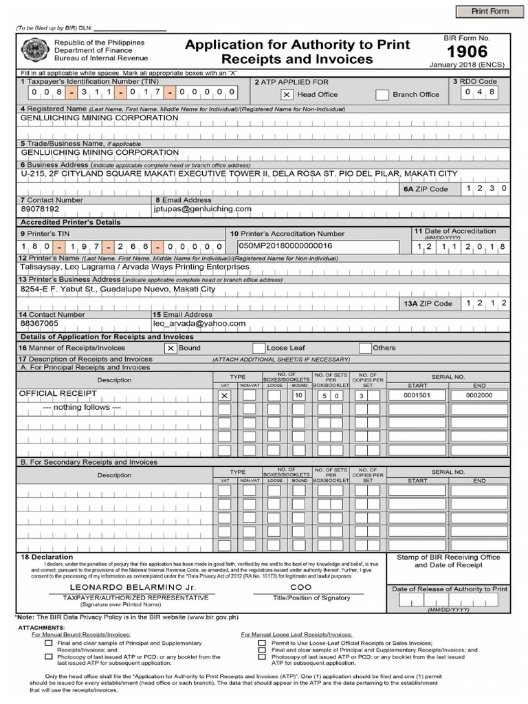 Bir form 1906 atp pdf