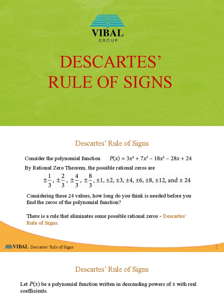 Understanding Descartes' Rule of Signs | PDF | Polynomial | Numbers