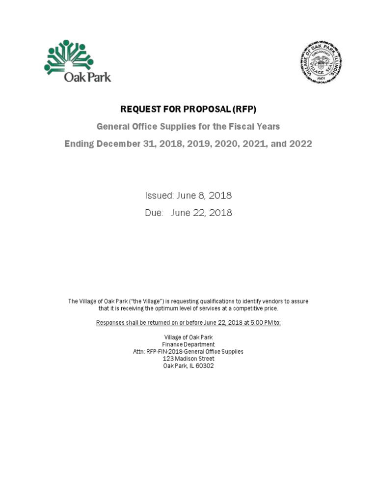 RFP for General Office Supplies 20182022 PDF Request For Proposal