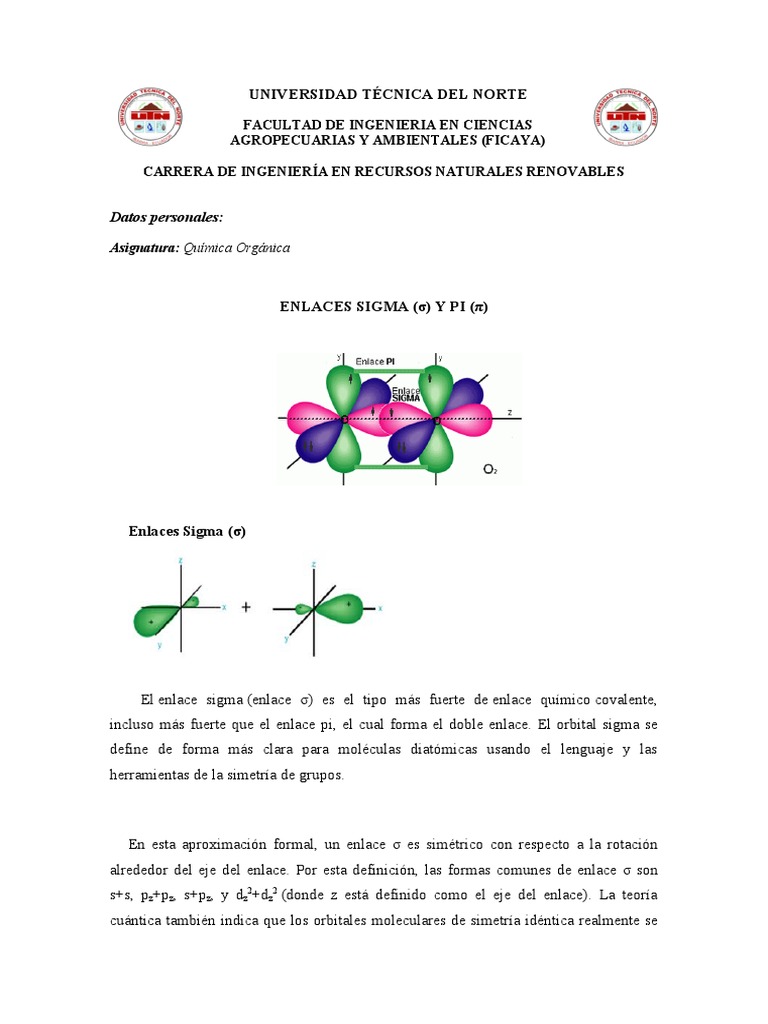 Enlaces Sigma y Pi en Química | PDF | Enlace químico | Orbital atómico