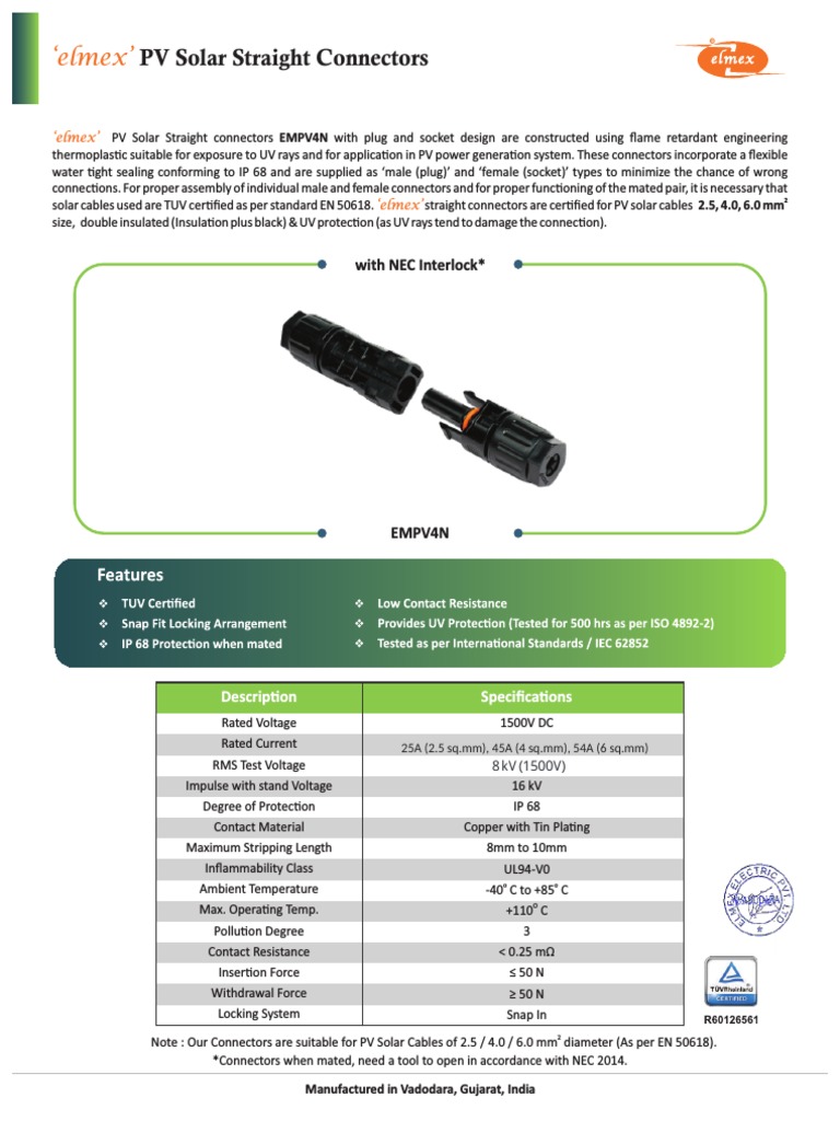 Elmex Connector Datasheet, GA Drawing and Test Certification Approval ...