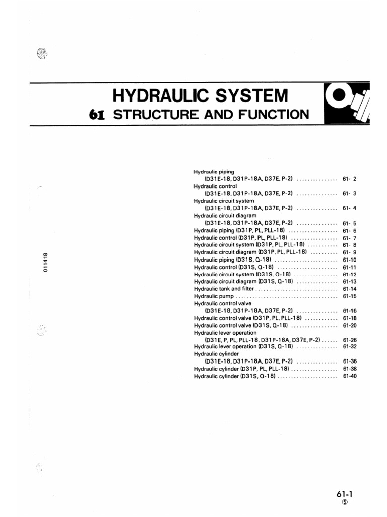 D31P18 SEBM01141805 Hydraulic System PDF