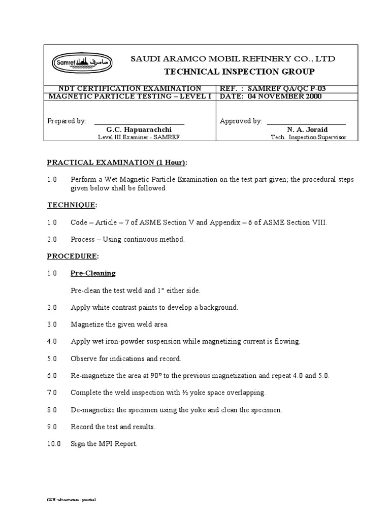 MPI Level I Practical Examination Guide | PDF