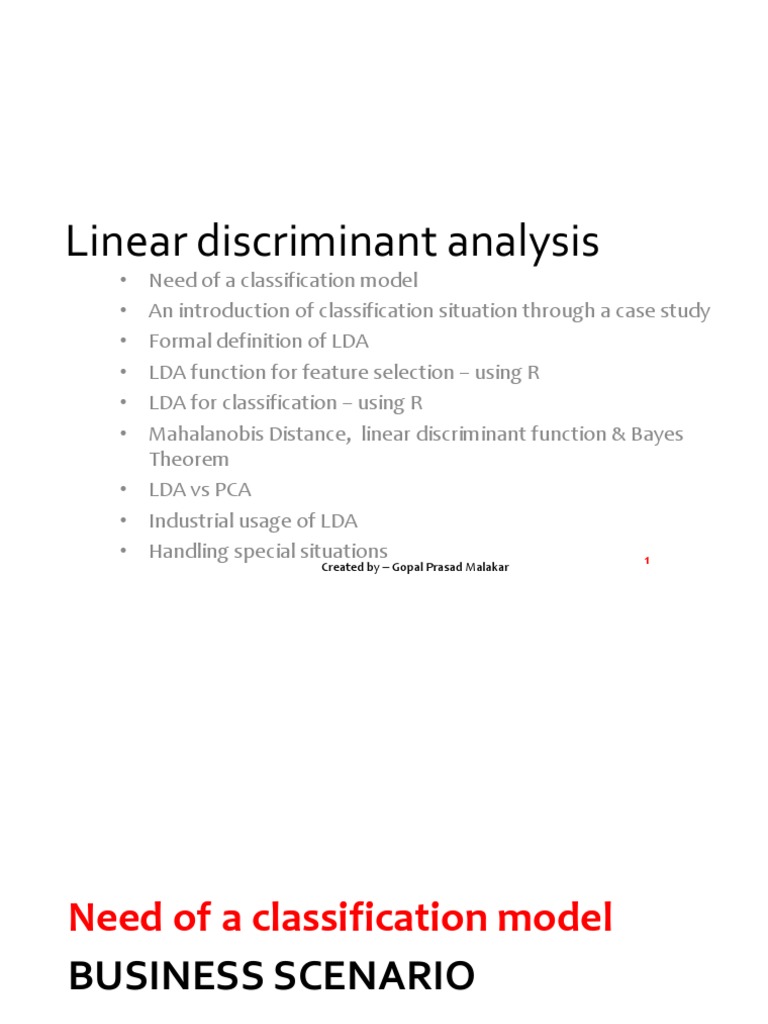 LDA 01 Linear Discriminant Analysis | PDF | Regression Analysis ...