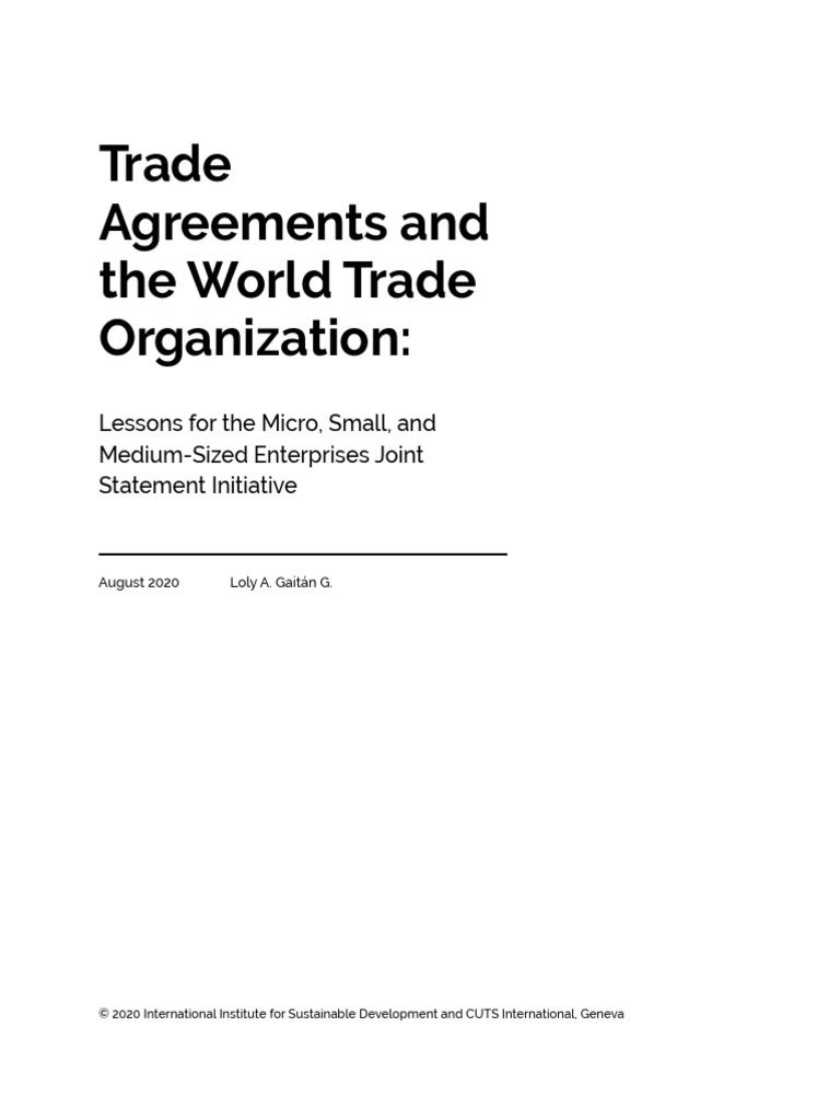 Trade Agreements Wto en by IISD PDF Small And Medium Sized