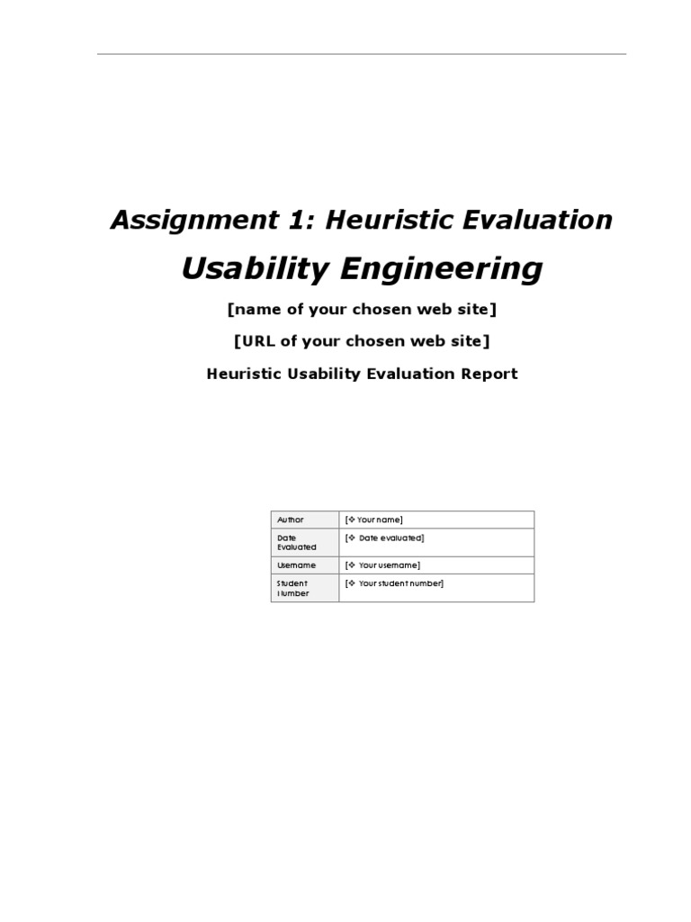 Usability Engineering: Assignment 1: Heuristic Evaluation | PDF ...
