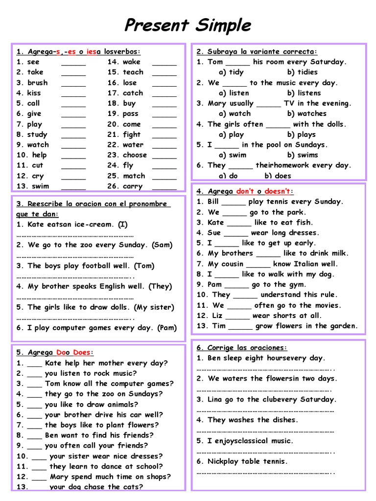 Present Simple Exercises | PDF