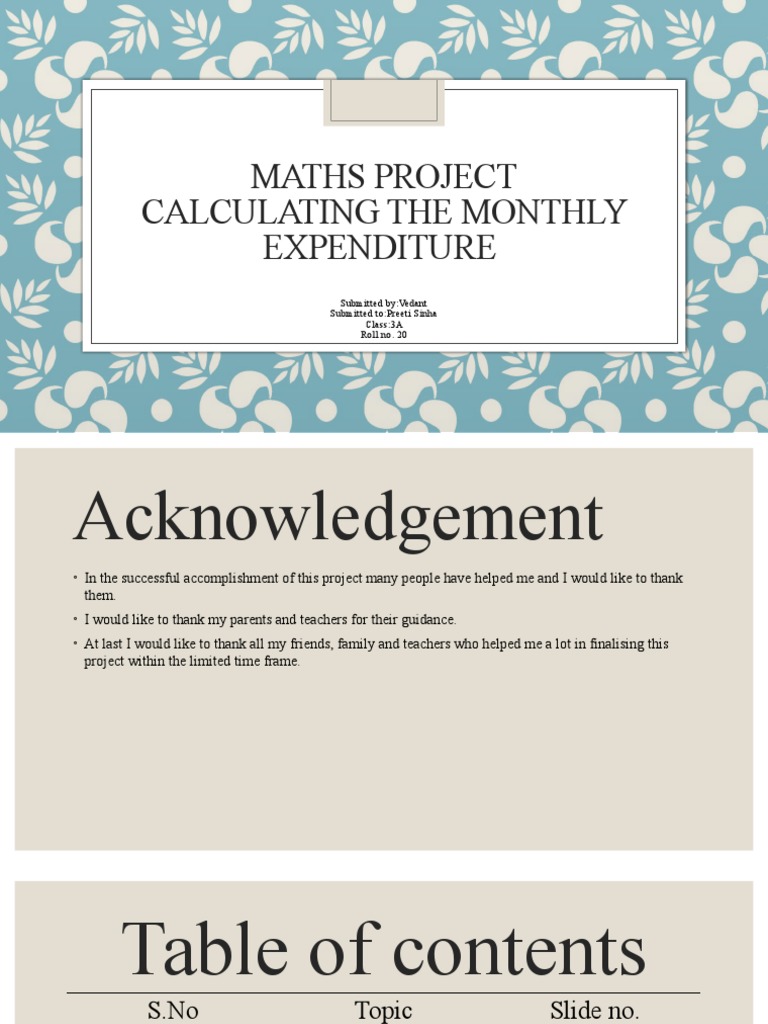 Monthly Expenditure Calculation Project | PDF