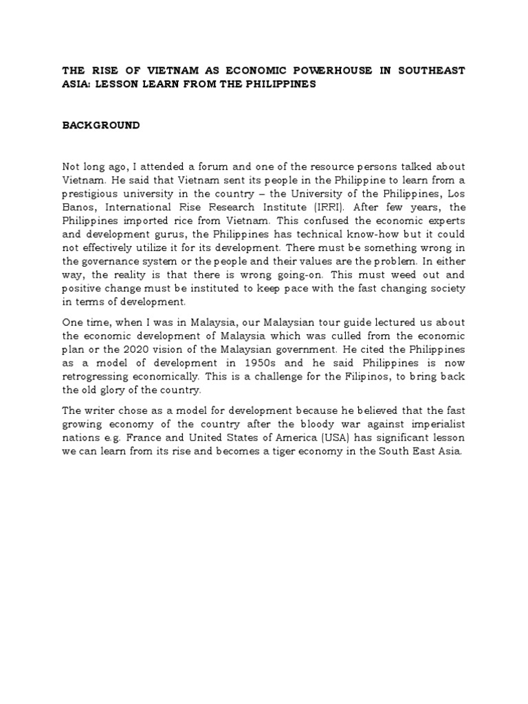 The Rise of Vietnam As Economic Powerhouse in Southeast Asia | PDF