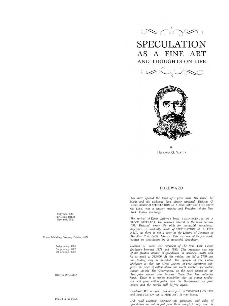 Speculation As A Fine Art and Thoughts On Life PDF Speculation