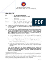 Memorandum Re Use of Leave Credits For Absences Due To COVID-19