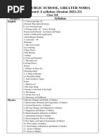 XII Pre Board I - Syllabus (Session 2022-23)