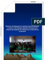 Eléments de Diagnostic Du Système Educatif Malagasy: Le Besoin D'une Politique Educative Nouvelle Pour L'atteinte Des Objectifs Du Millénaire Et La Réduction de La Pauvreté (World Bank - 2008)