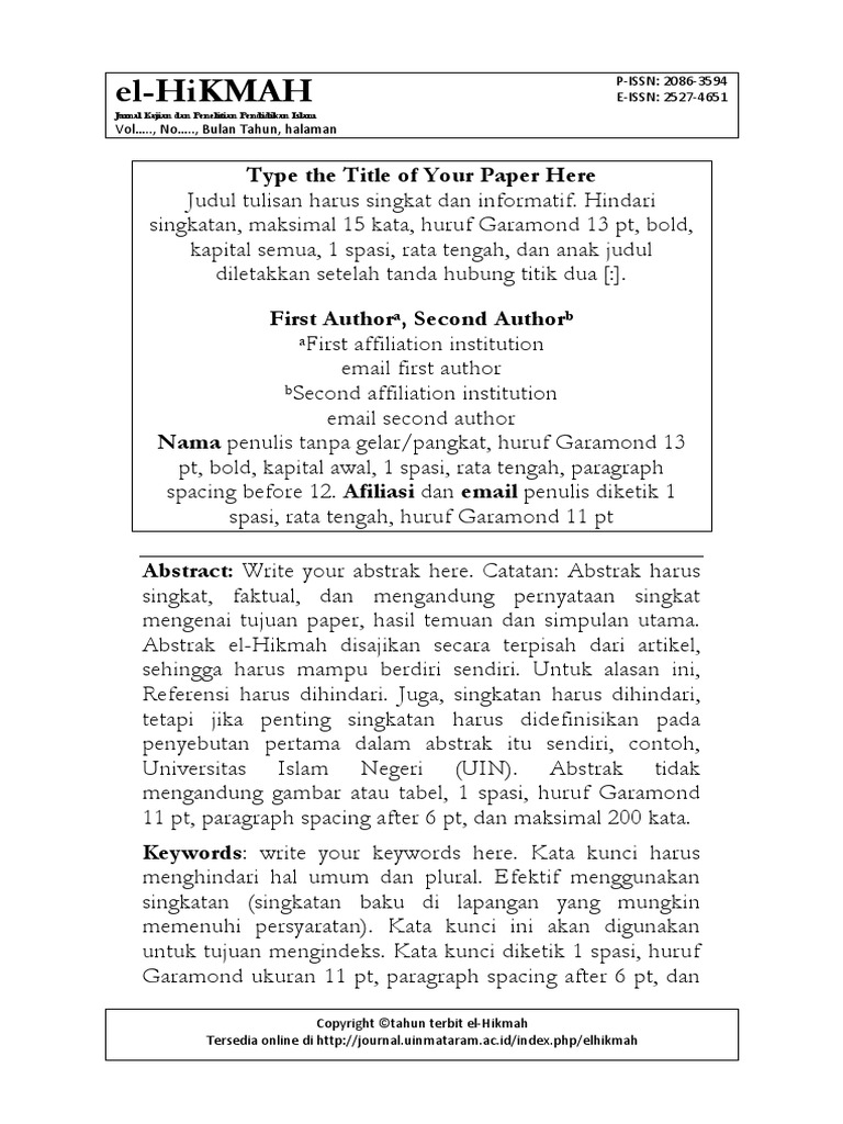 Manuscript Template El-HIkmah | PDF | Karier & Perkembangan | Kajian ...