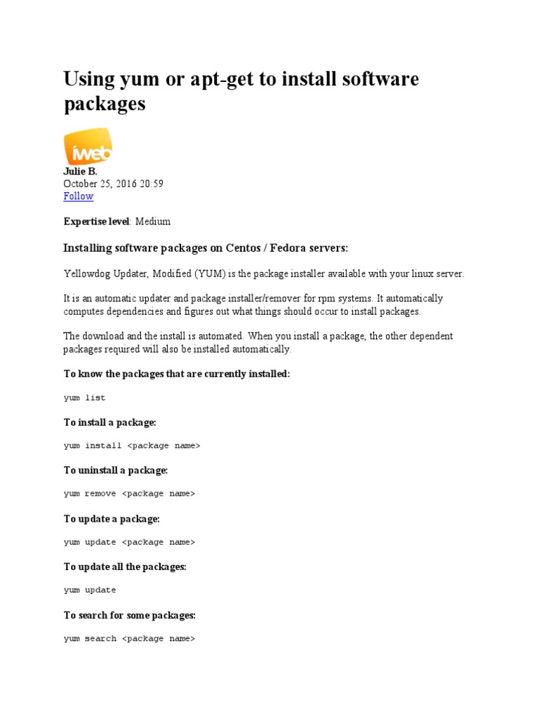 Using Yum or Apt PDF