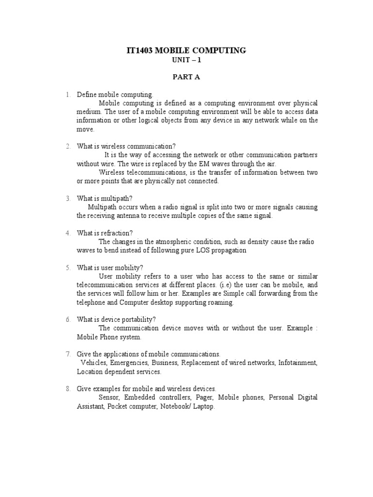 Mobile Computing: Key Concepts Explained | PDF | Science & Mathematics