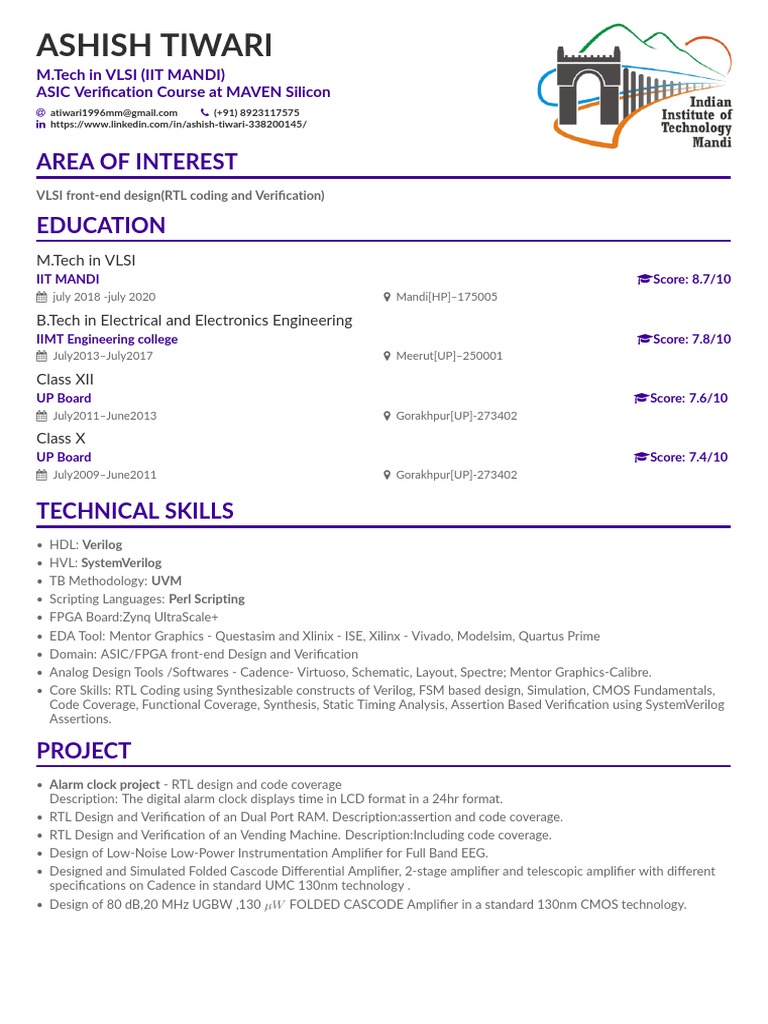 VLSI Engineer Profile | PDF | Hardware Description Language ...