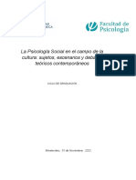 La Psicología Social en El Campo de La Cultura: Sujetos, Escenarios y Debates Teóricos Contemporáneos