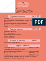 Cardápio: Salgados Tradicionais.............. R$80,00