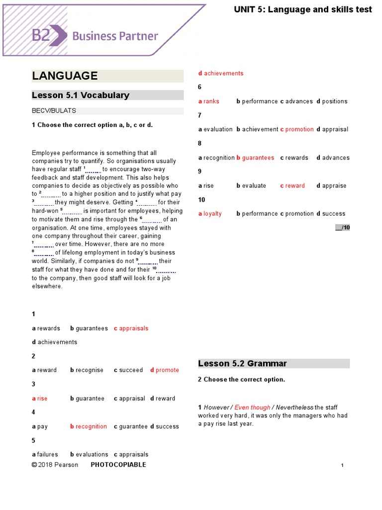 BP B2 Tests Unit5 | Download Free PDF | Motivation | Motivational