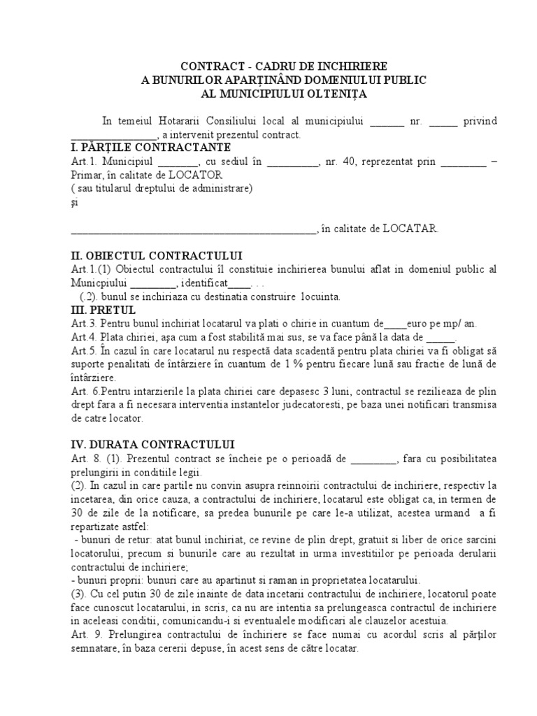 Model Contract de Inchiriere Proprietate Publica' PDF