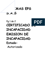 Medimas Eps S.A.S Certificado de Incapacidad Emision de Incapacidad