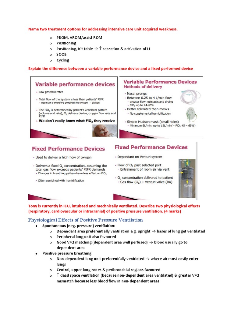 Physiological Effects of Positive Pressure Ventilation | PDF ...