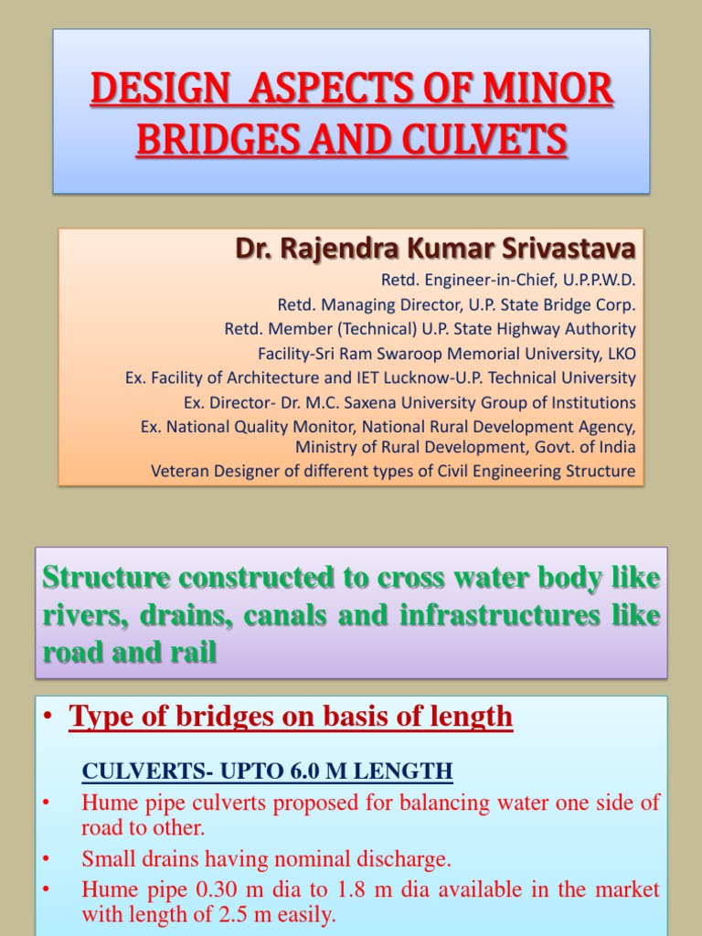Minor Bridges and Culverts Design Guide | PDF | Bridge | Drainage