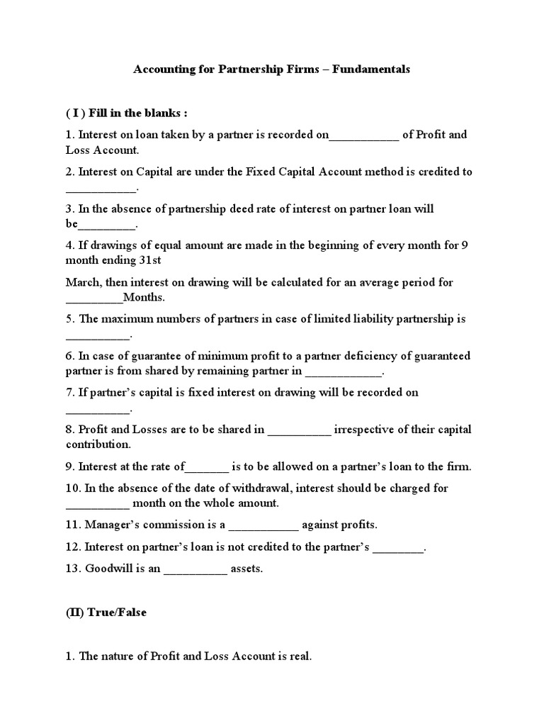L2 Accounting For Partnership Firms PDF Partnership Interest