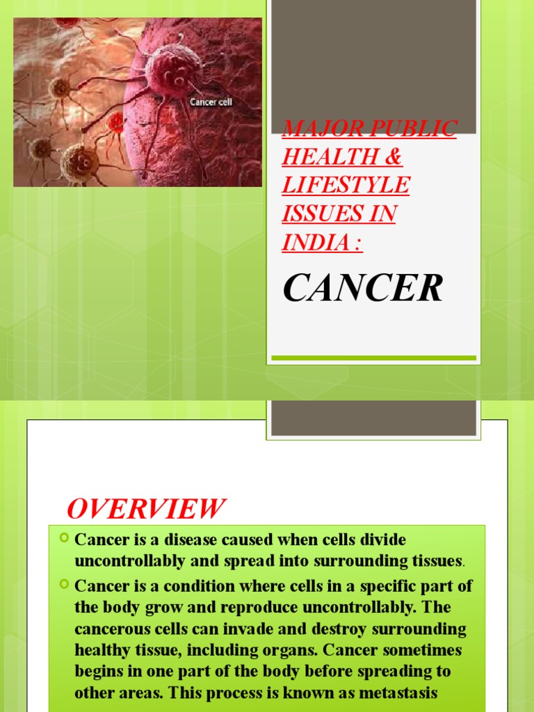 Major Public Health & Lifestyle Issues in India | PDF | Cancer | Metastasis