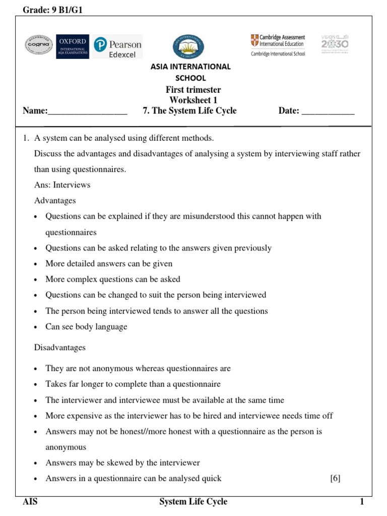 System Life Cycle Worksheet Answer | PDF | Formal Verification | Life ...