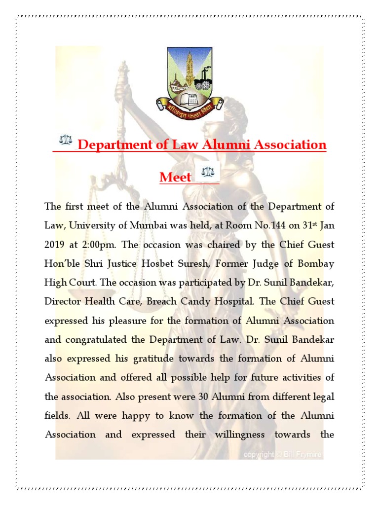 Department of Law First Alumni Meet. | PDF