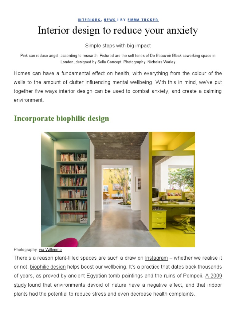 Beautiful view of Contemporary Interior Design For Stress Relief